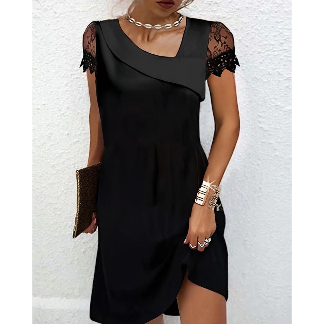Audrey | Women’s Short Sleeve Dress with Lace Panels