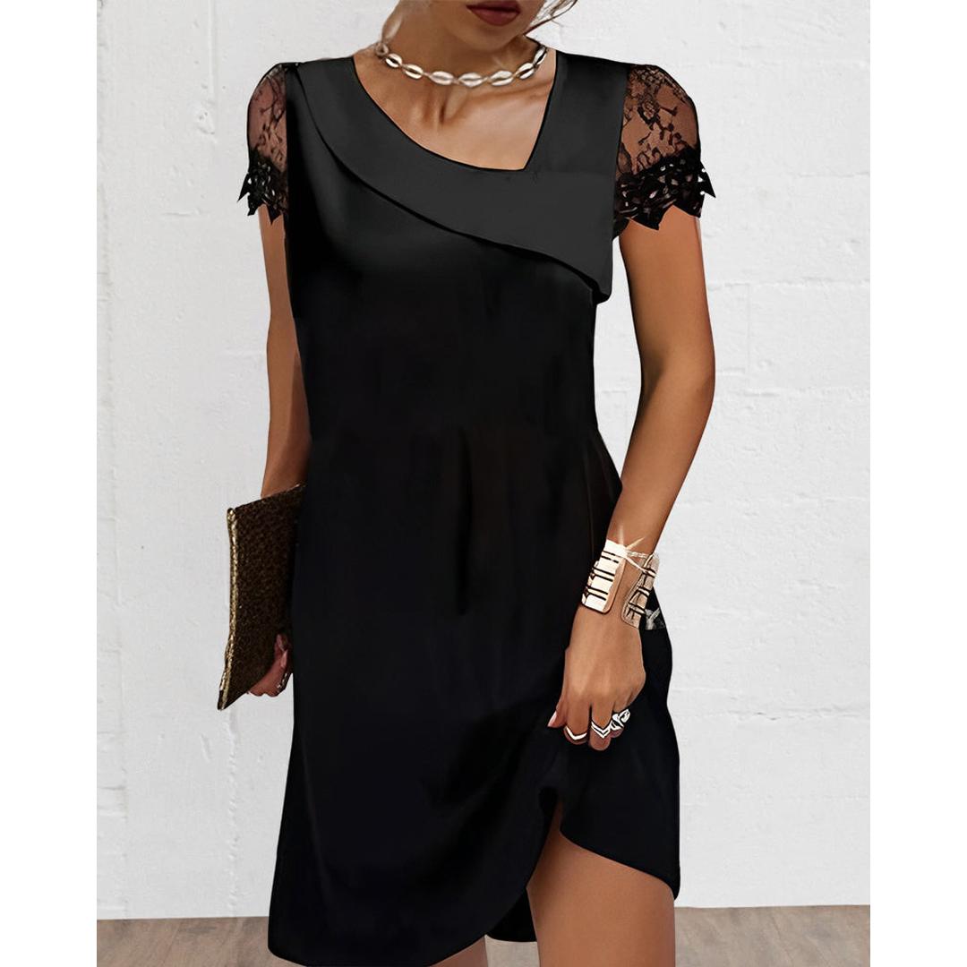 Audrey | Women’s Short Sleeve Dress with Lace Panels