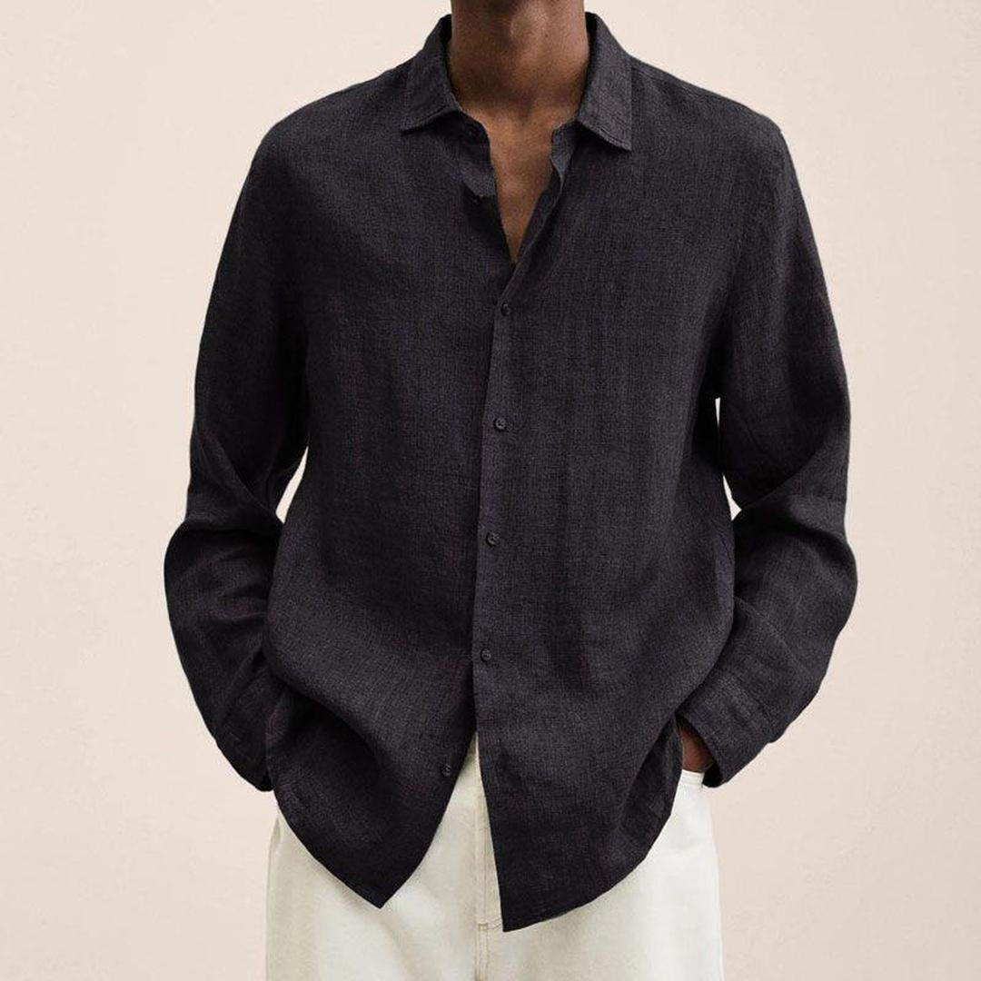 Luca | Men’s Linen Blend Long Sleeve Shirt with Classic Collar