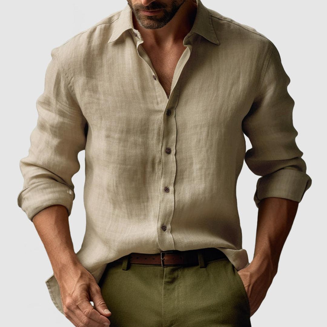 Samuel | Men’s Long Sleeve Linen Button-Up Shirt
