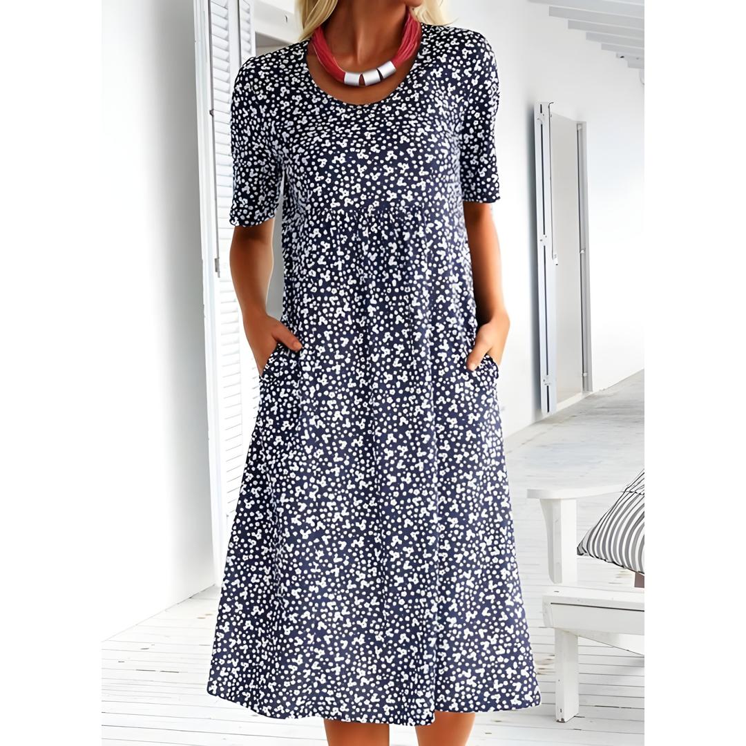 Willow | Women’s Printed Midi Dress with Side Pockets