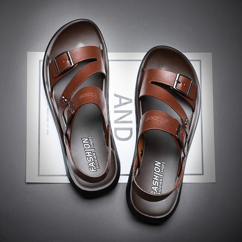 Adam | Men’s Split Leather Sandals with Buckle Straps