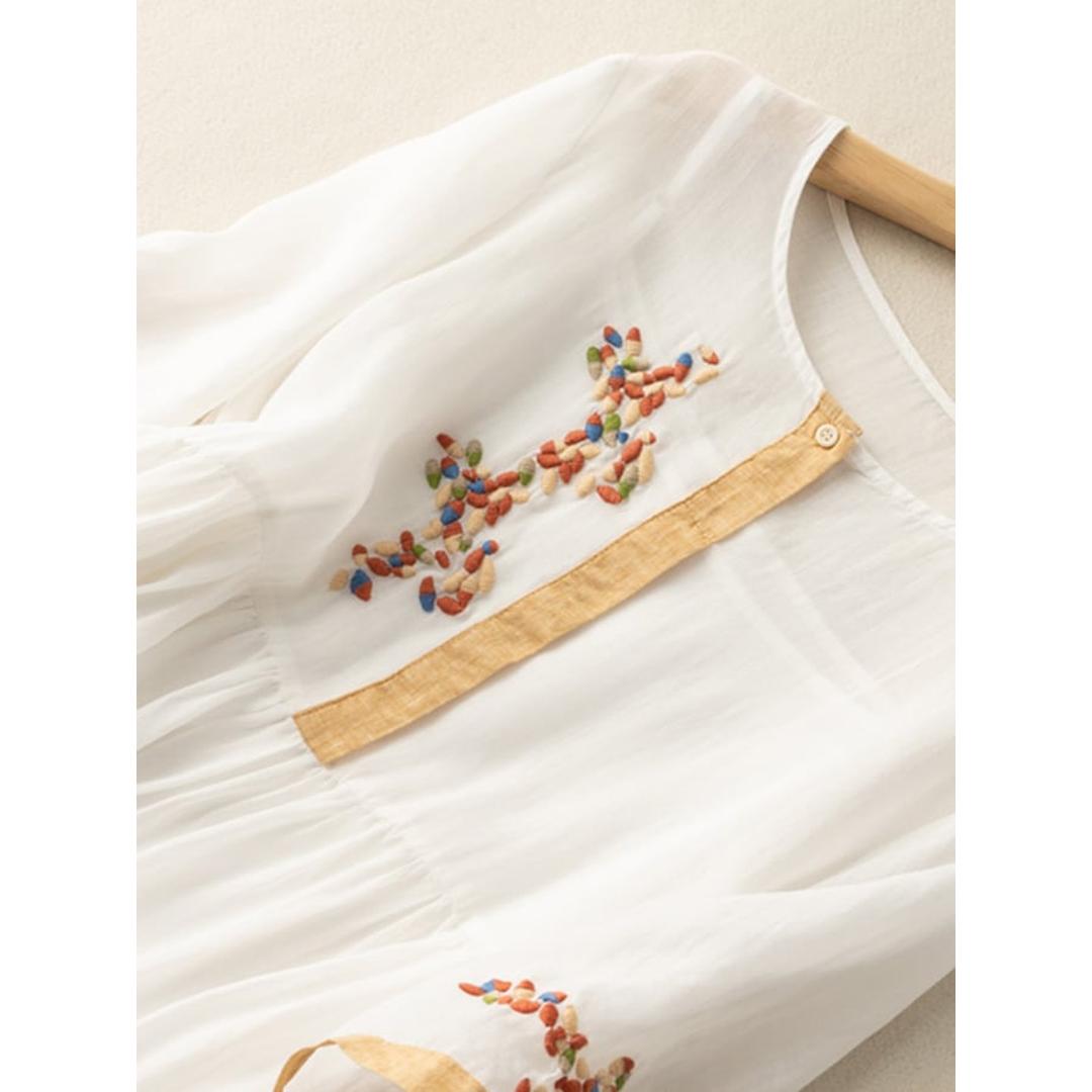 Lily | Women’s Embroidered Linen Midi Dress