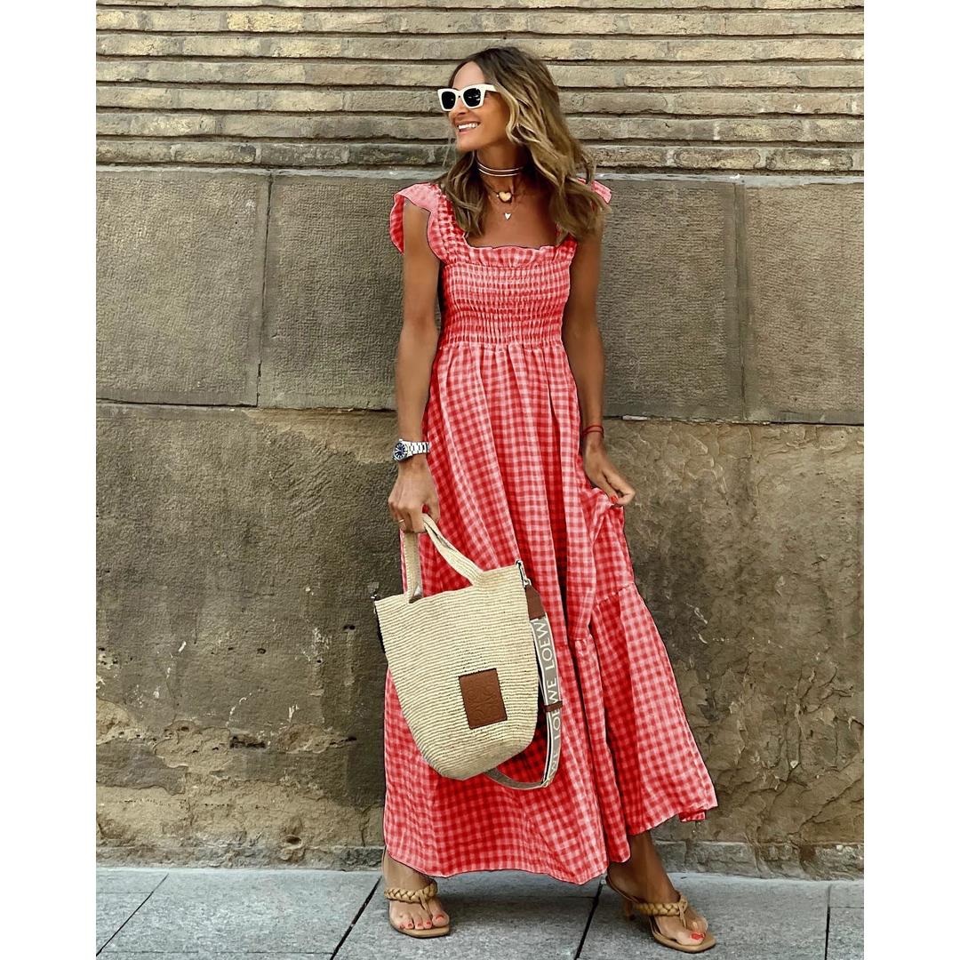 Maisie | Smocked Maxi Dress with Flutter Sleeves