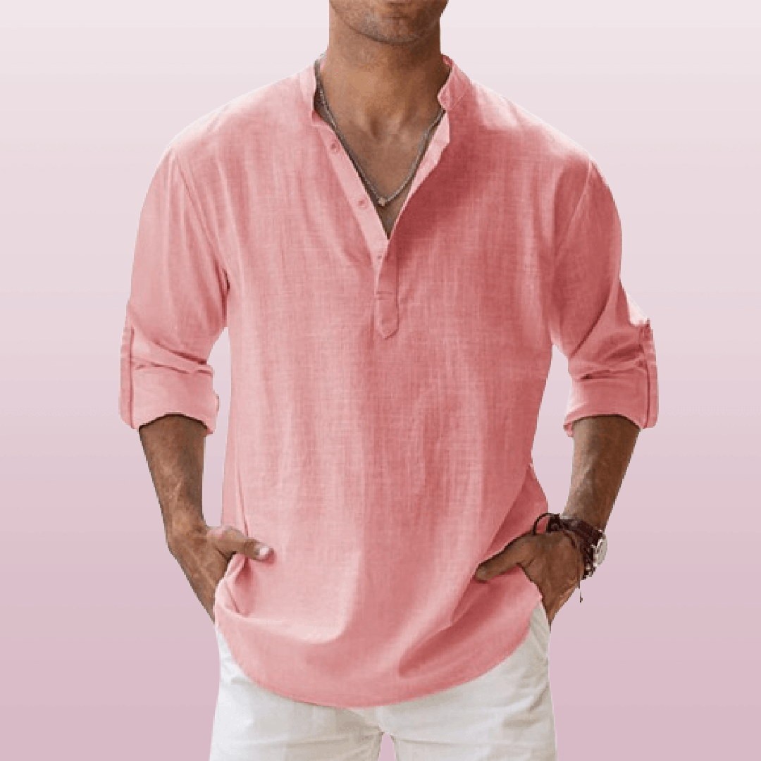 Isaac | Men’s Linen Blend Henley Shirt with Button Placket