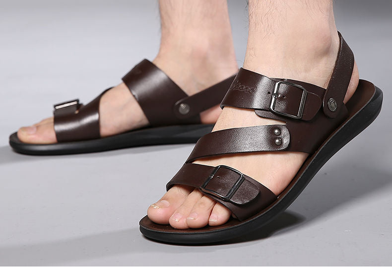 Adam | Men’s Split Leather Sandals with Buckle Straps