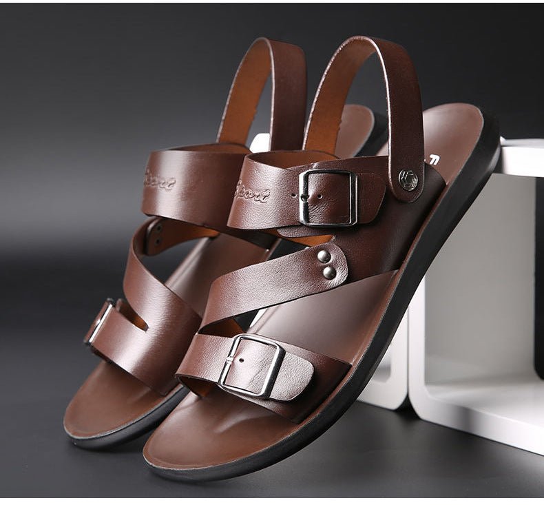 Adam | Men’s Split Leather Sandals with Buckle Straps