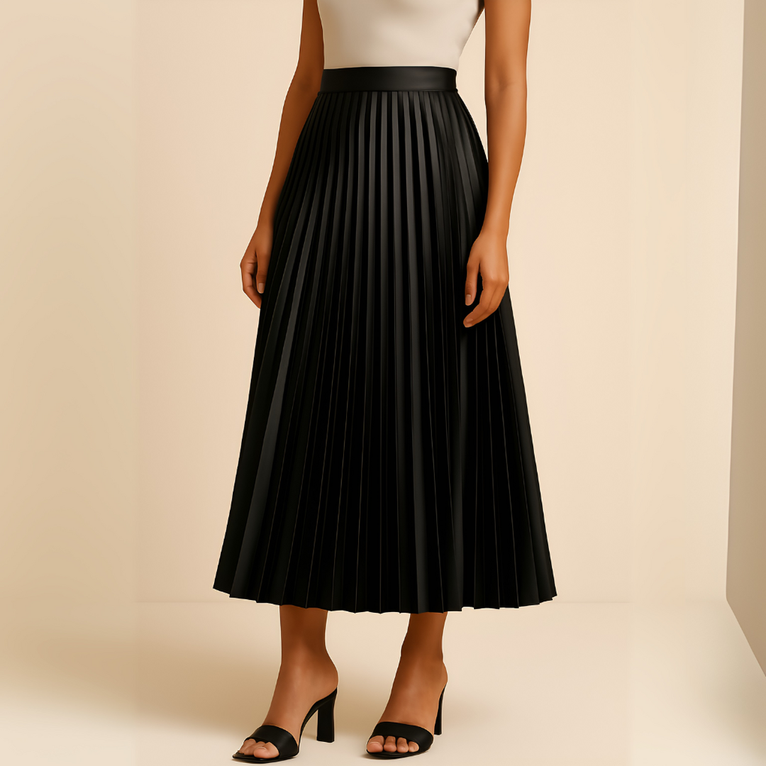 Grace | Women’s High-Waist Satin Pleated Midi Skirt