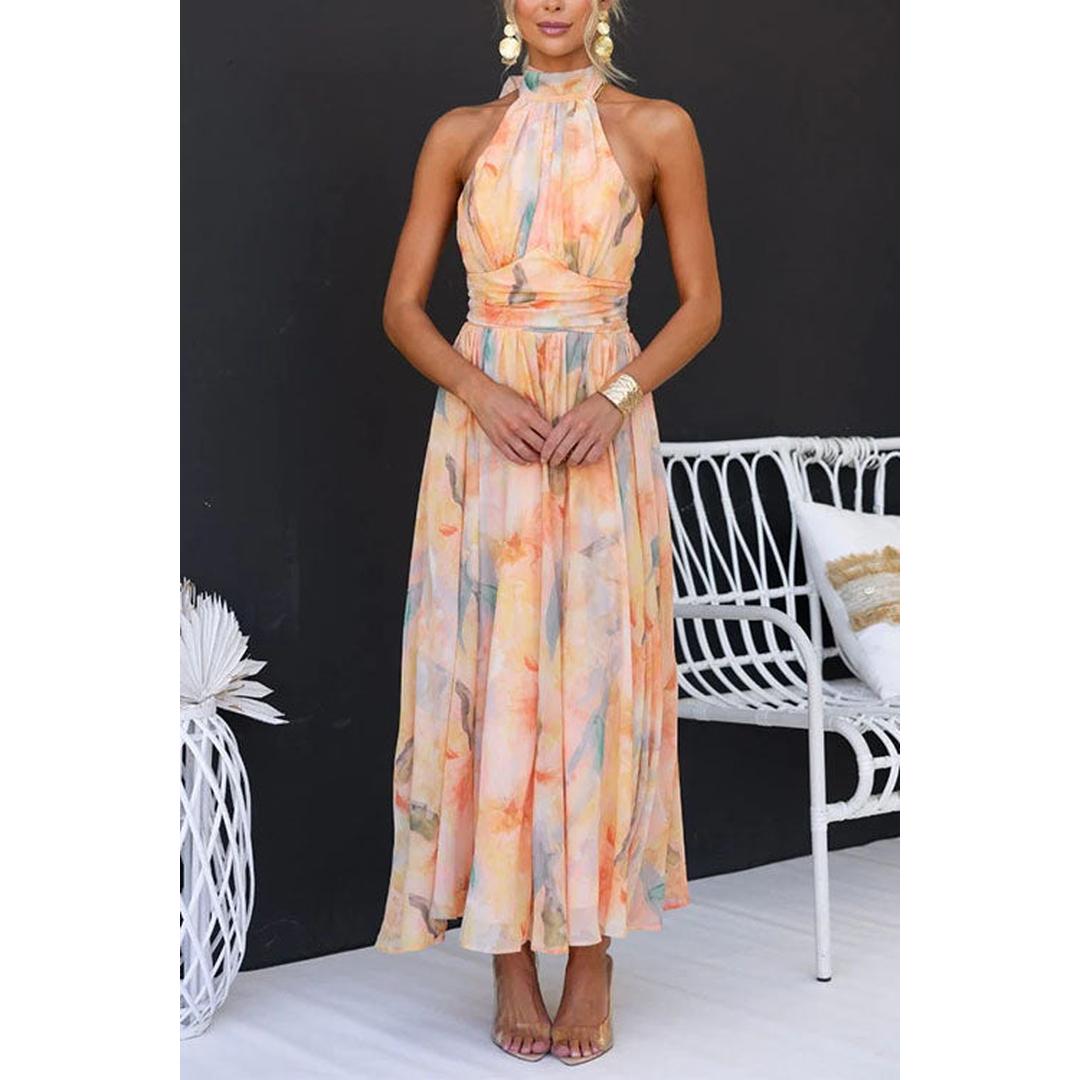 Olivia | Women’s Watercolour Print Maxi Dress