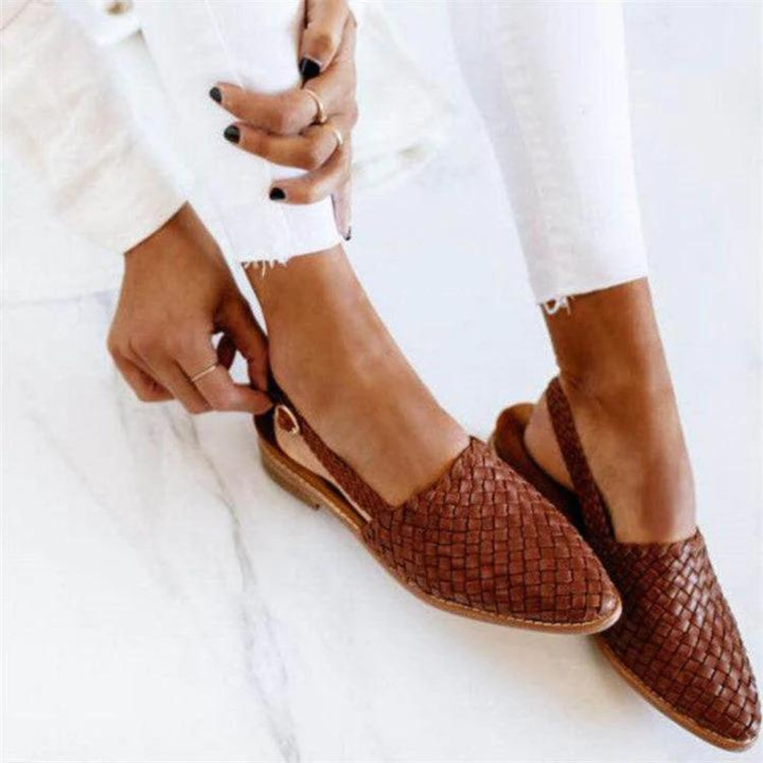 Ariana | Women’s Woven Leather Slingback Sandals