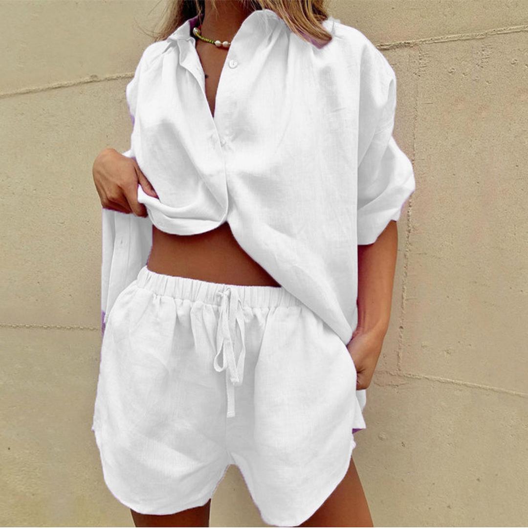 Layla | Women’s Two-Piece Linen Set with Shirt and Shorts