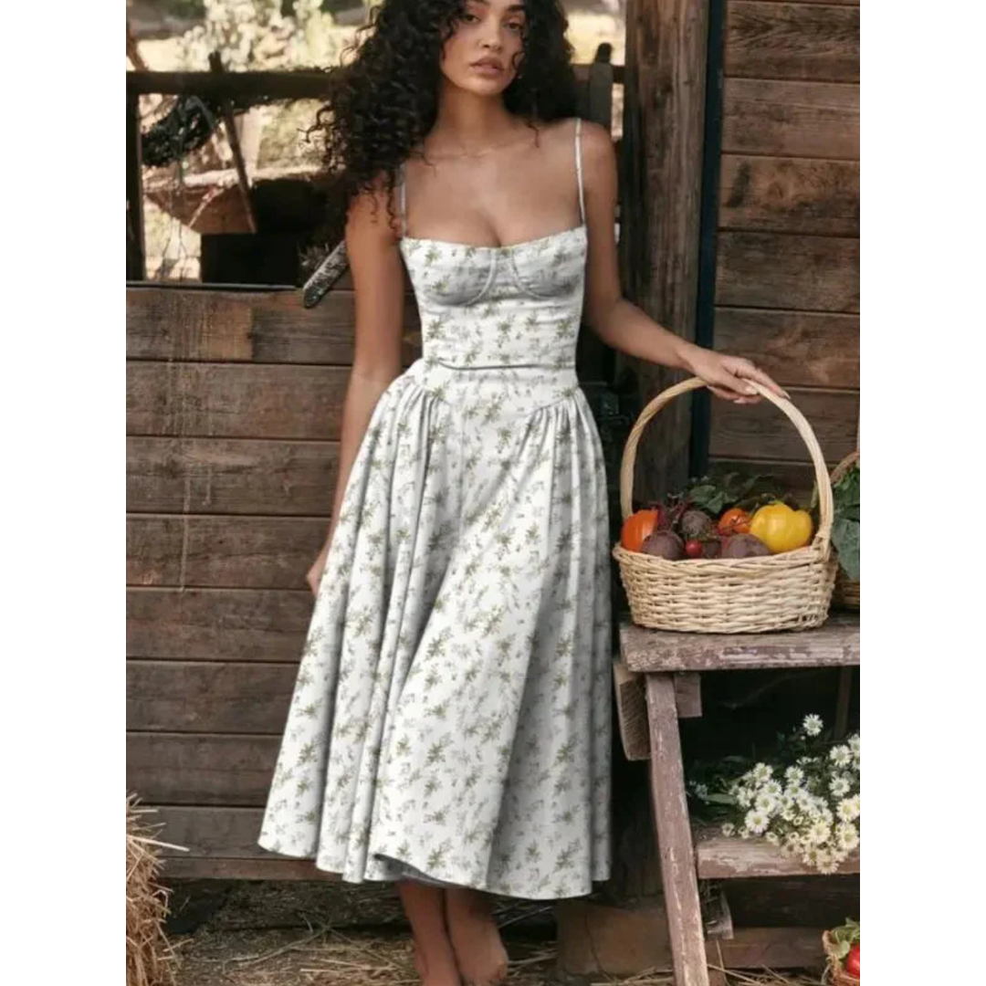 Sophie | Women’s Sleeveless Midi Dress with Fitted Bodice