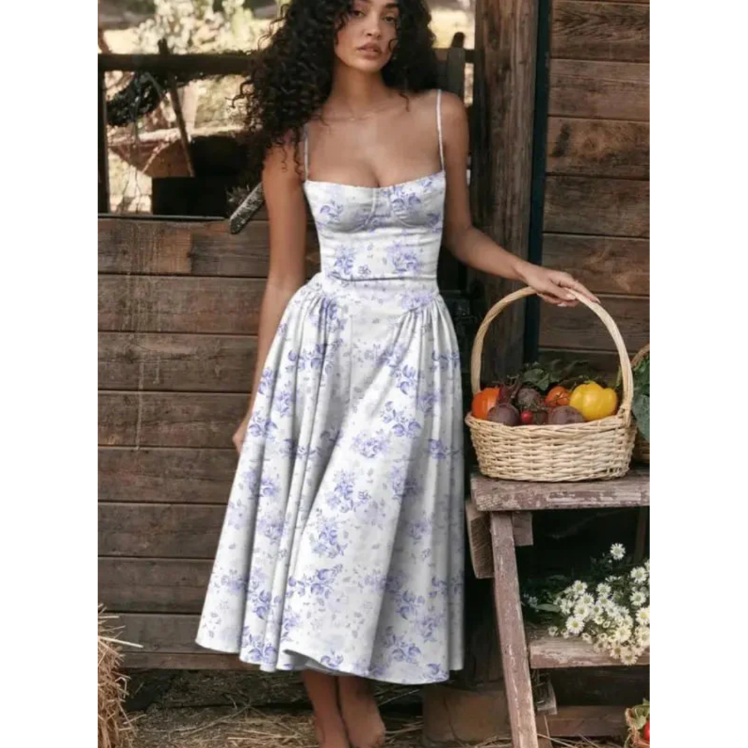 Sophie | Women’s Sleeveless Midi Dress with Fitted Bodice