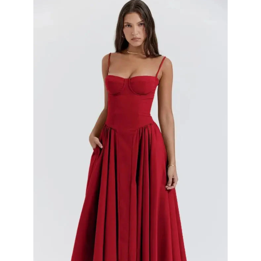 Sophie | Women’s Sleeveless Midi Dress with Fitted Bodice