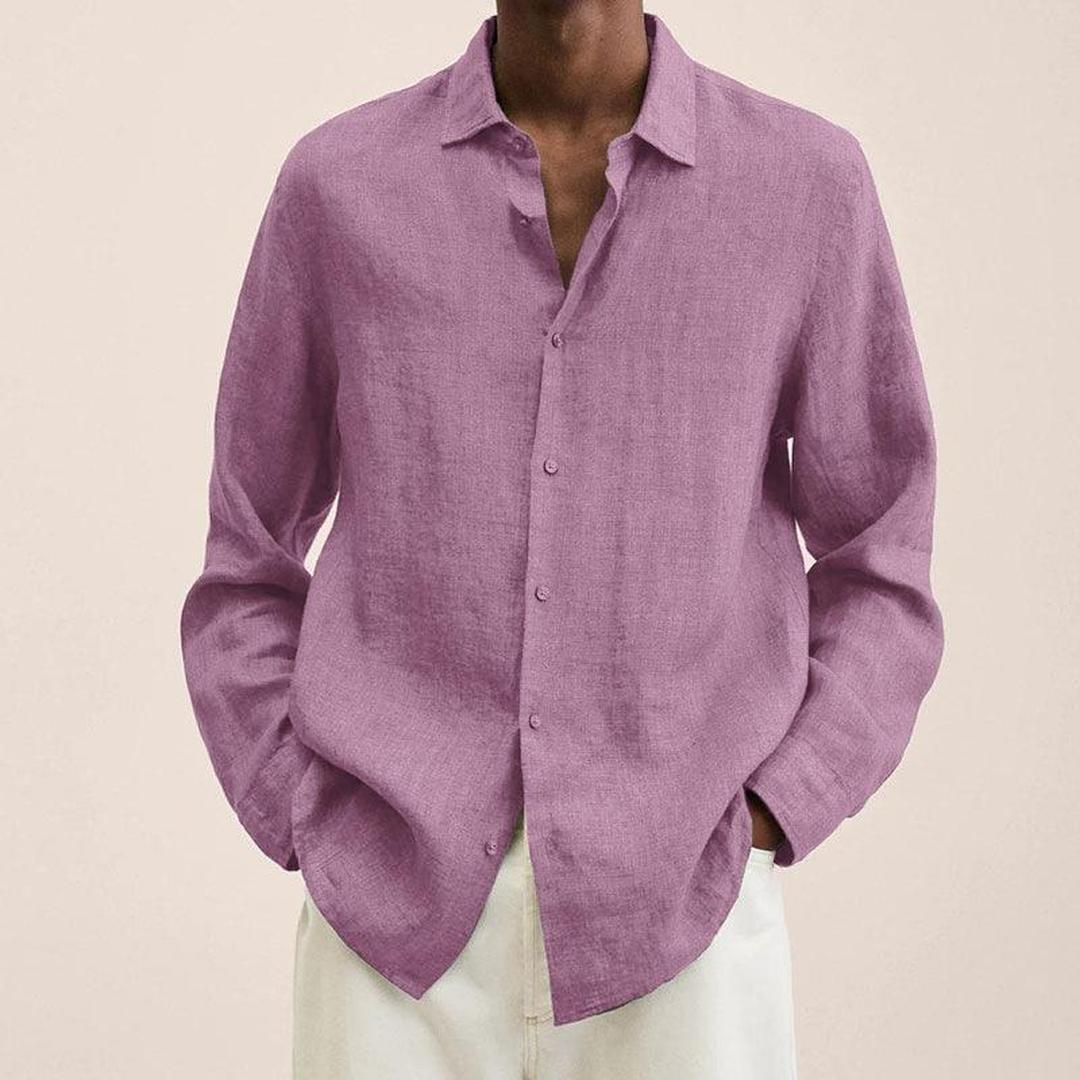 Luca | Men’s Linen Blend Long Sleeve Shirt with Classic Collar