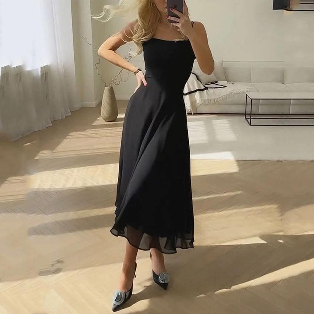 Olivia | Women’s Sleeveless Midi Dress with Square Neckline