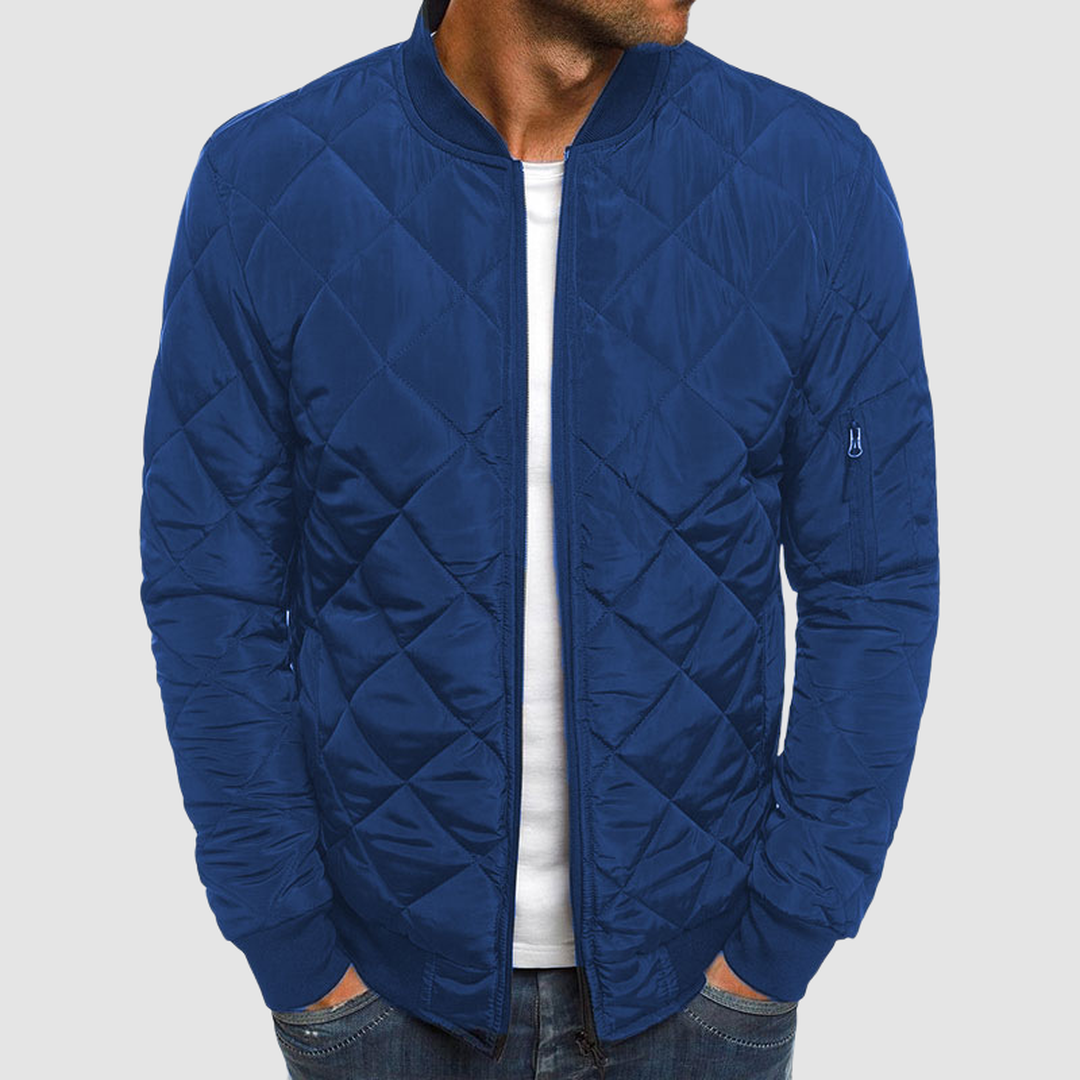 Ravello | Men’s Quilted Zip Jacket with Ribbed Collar
