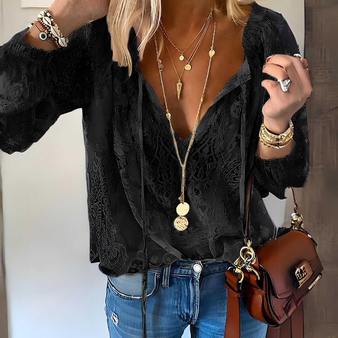 Sienna | Women’s Lace Blouse with Split Neckline