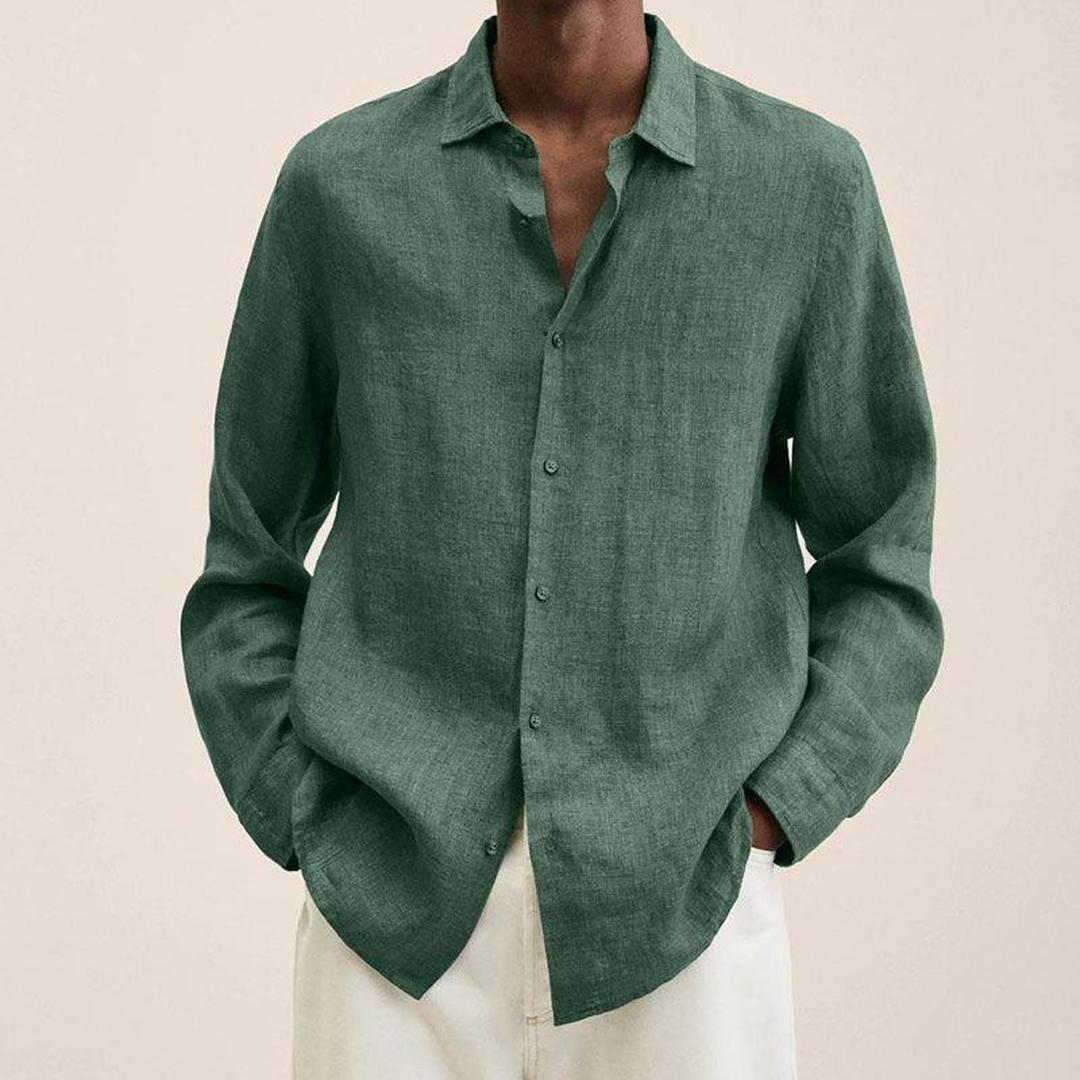 Luca | Men’s Linen Blend Long Sleeve Shirt with Classic Collar
