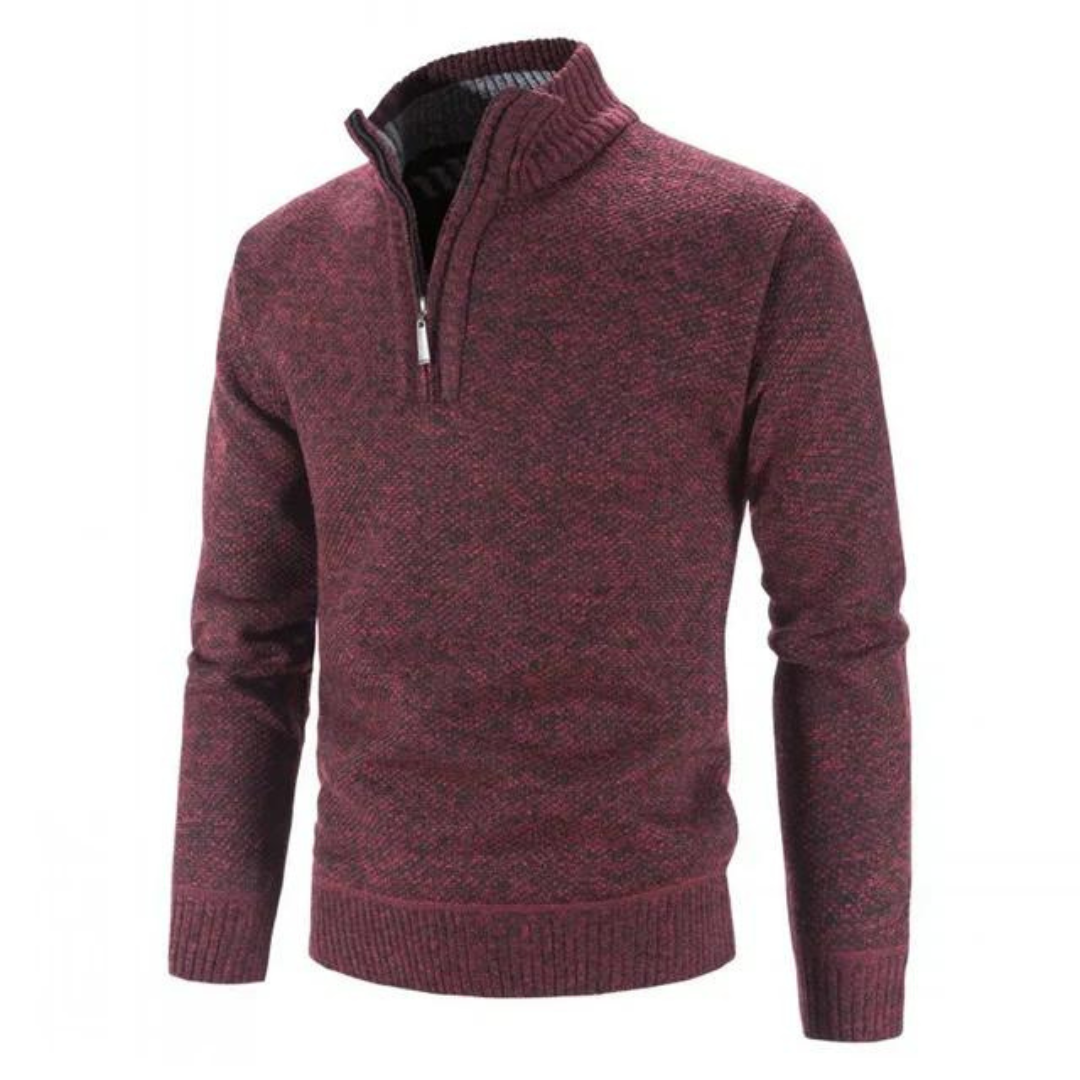 Nathan | Men’s Zip Neck Knit Sweater with High Collar