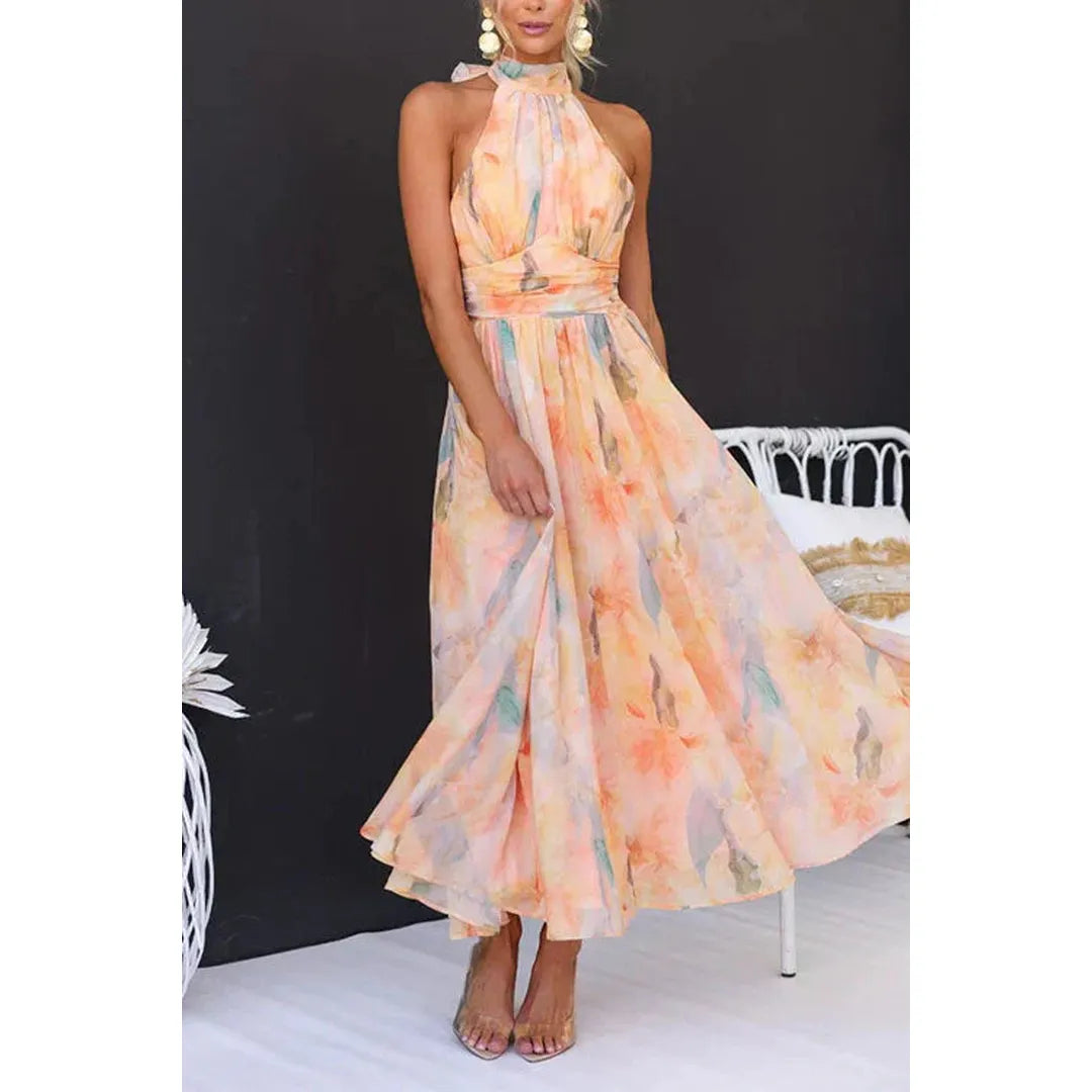 Olivia | Women’s Watercolour Print Maxi Dress