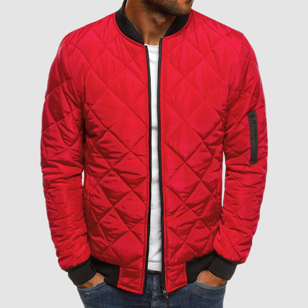 Ravello | Men’s Quilted Zip Jacket with Ribbed Collar
