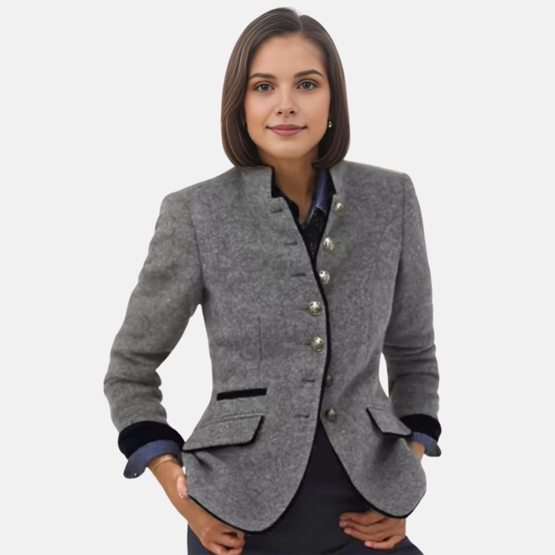 Anna | Women’s Button-Front Blazer Jacket with Stand Collar