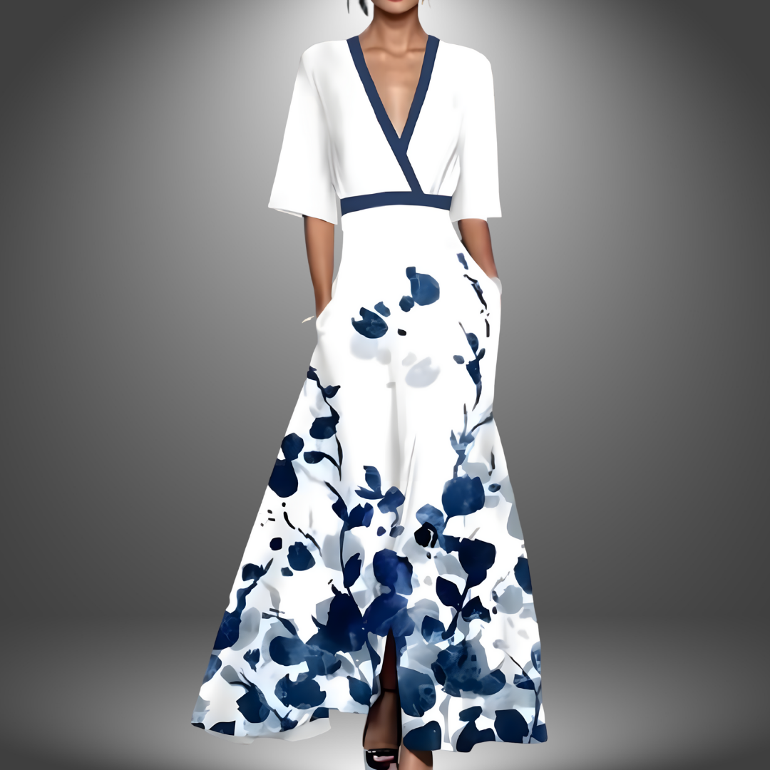 Maya | Women’s Floral Print Maxi Dress with V-Neck