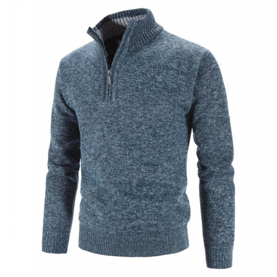 Nathan | Men’s Zip Neck Knit Sweater with High Collar