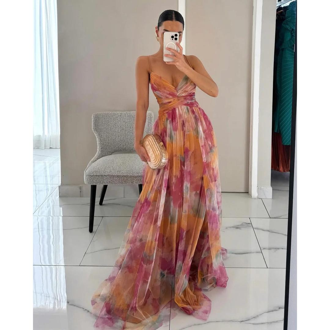 Hannah | Women’s Long Floral Dress with Adjustable Closure