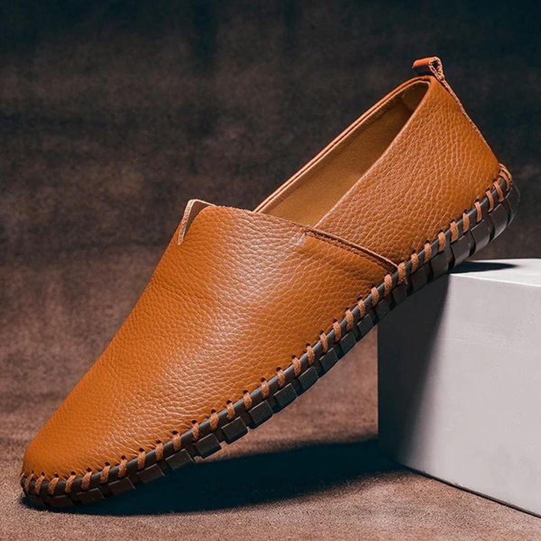George | Faux Leather Slip-On Loafers with Stitched Sole Detail