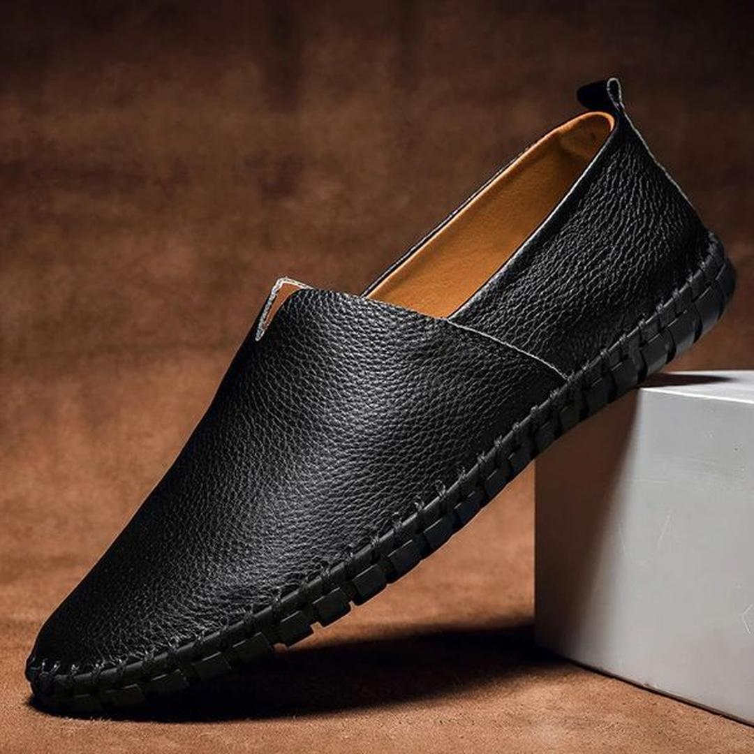George | Faux Leather Slip-On Loafers with Stitched Sole Detail
