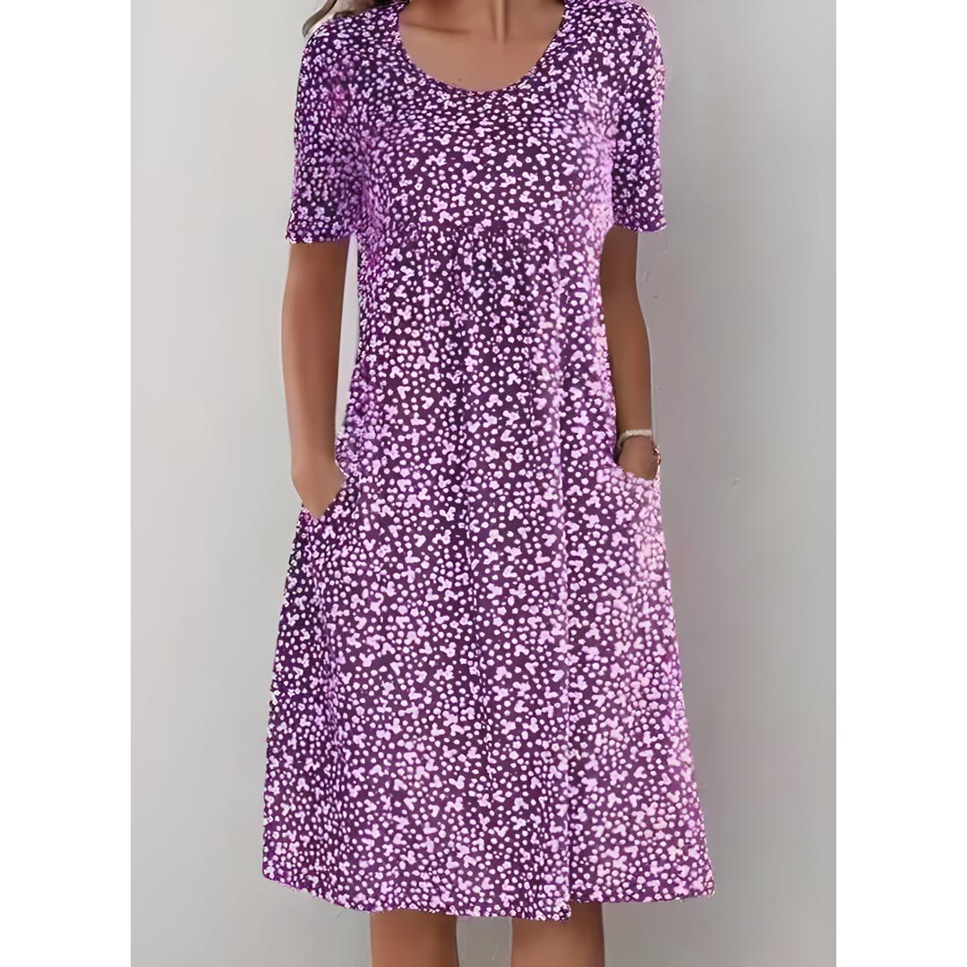 Willow | Women’s Printed Midi Dress with Side Pockets
