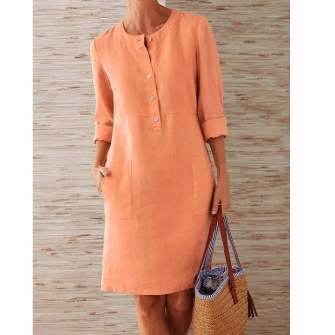 Olivia | Women’s Button-Front Shirt Dress with Side Pockets