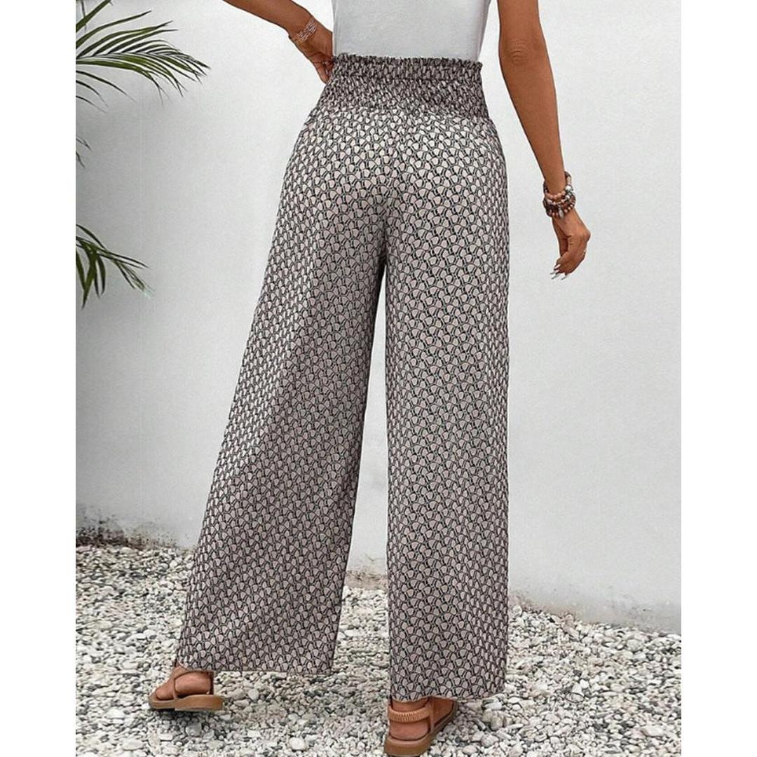 Scarlett | Women’s High-Waisted Trousers with Geometric Print