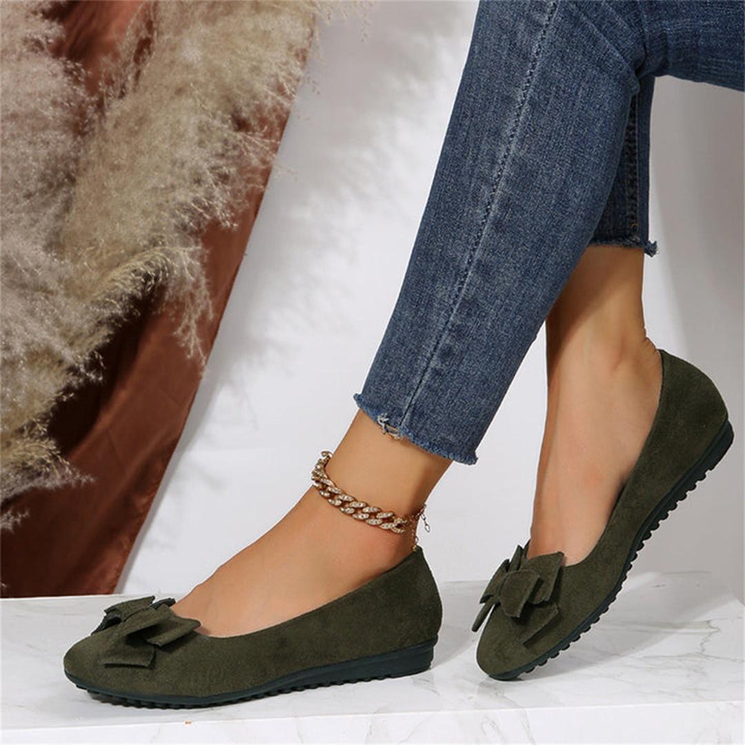 Elowen | Women’s Slip-On Ballet Flats with Bow Detail