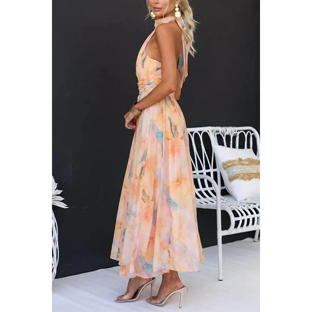 Olivia | Women’s Watercolour Print Maxi Dress