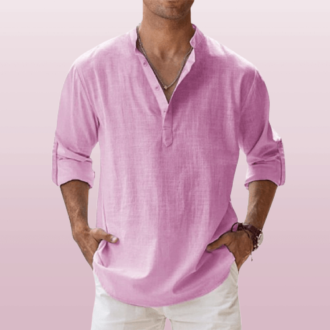 Isaac | Men’s Linen Blend Henley Shirt with Button Placket