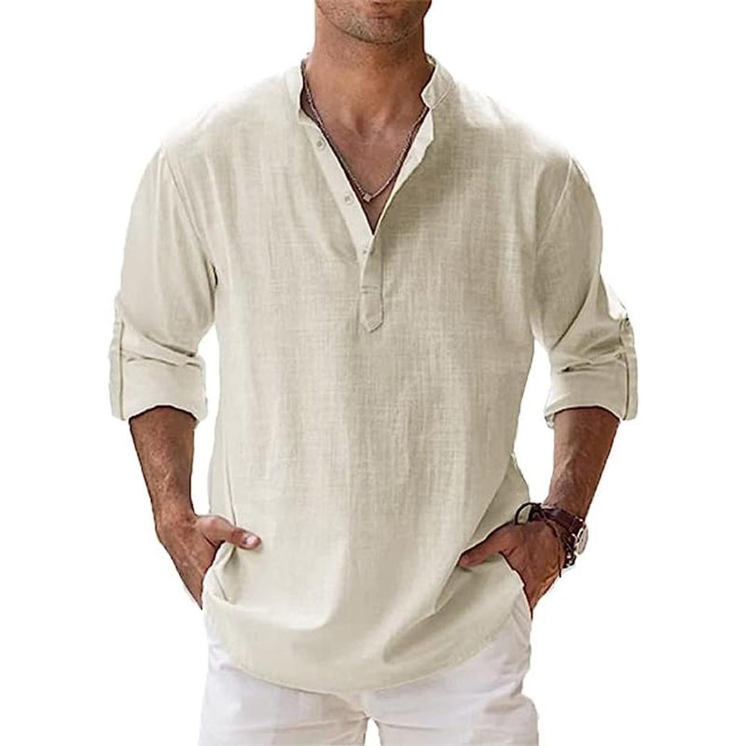 Oliver | Men’s Linen Henley Shirt with Button Placket