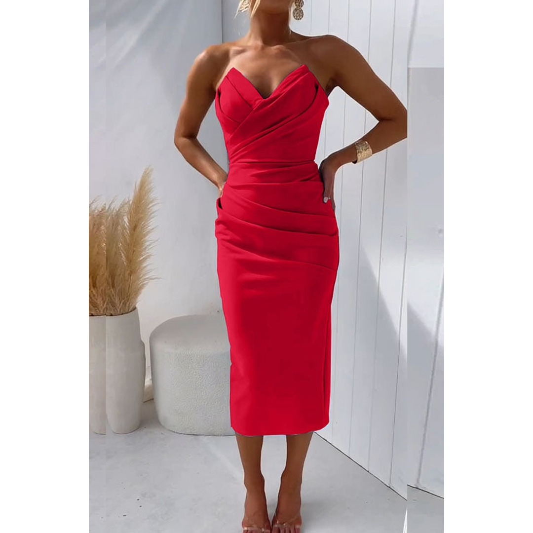 Amelia | Women’s Sleeveless Midi Dress with Sweetheart Neck