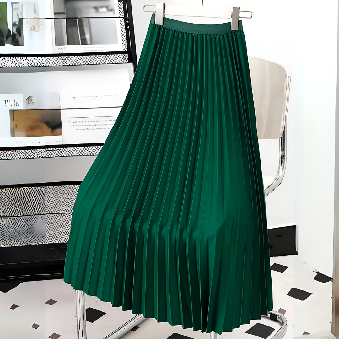 Grace | Women’s High-Waist Satin Pleated Midi Skirt