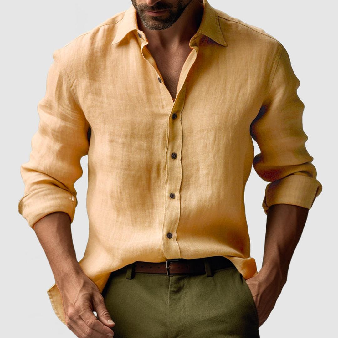 Samuel | Men’s Long Sleeve Linen Button-Up Shirt