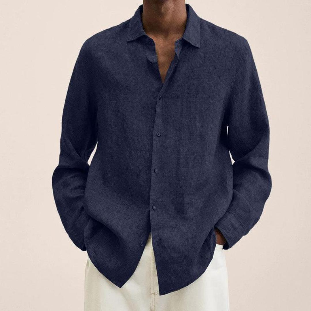 Luca | Men’s Linen Blend Long Sleeve Shirt with Classic Collar