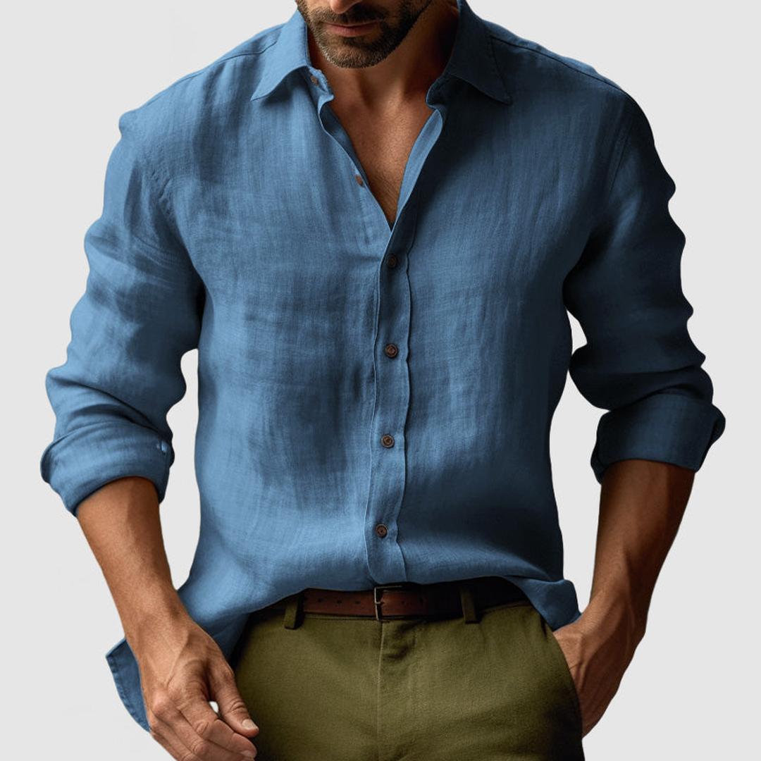 Samuel | Men’s Long Sleeve Linen Button-Up Shirt