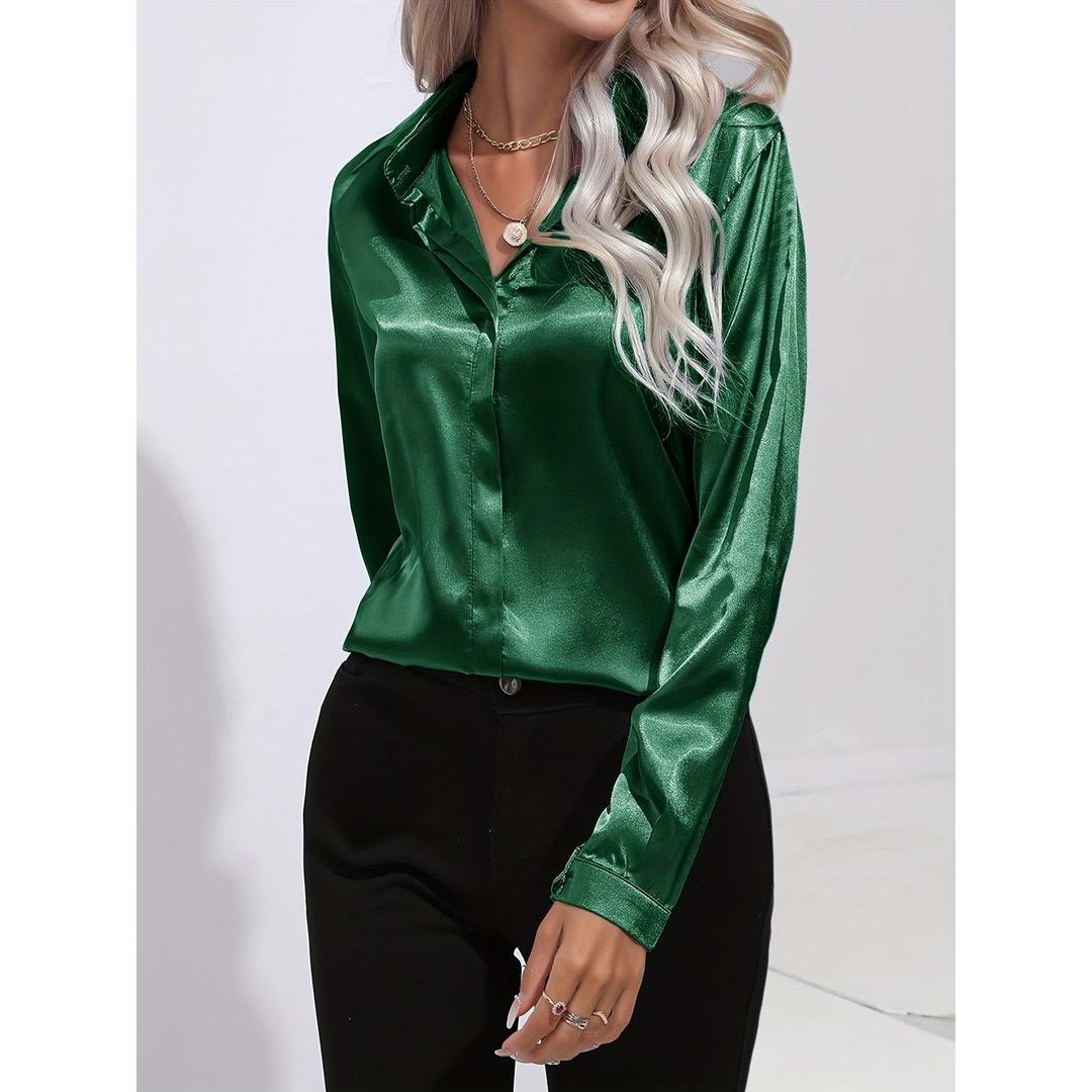 Sienna | Women’s Satin Button-Down Shirt with Long Sleeve