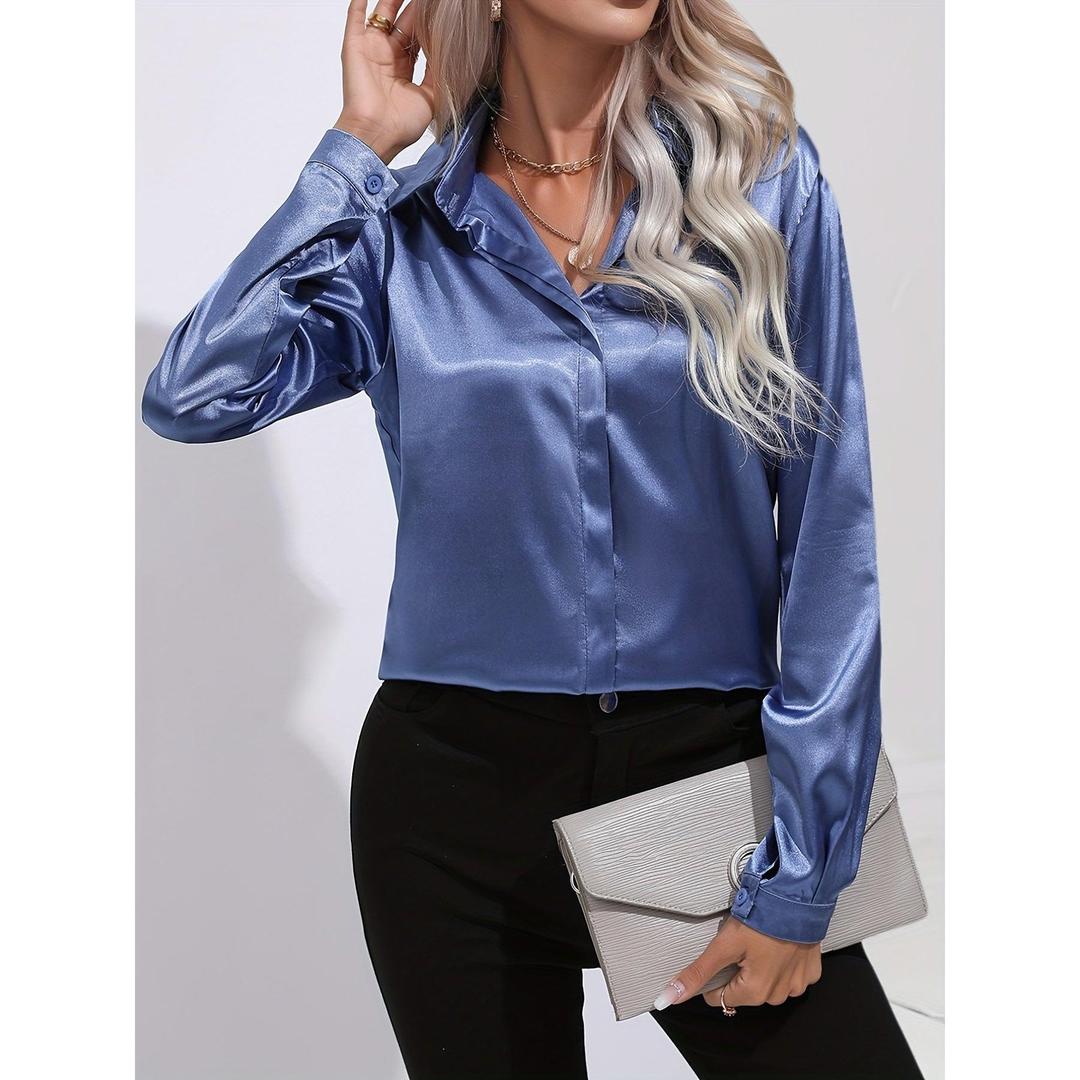 Sienna | Women’s Satin Button-Down Shirt with Long Sleeve