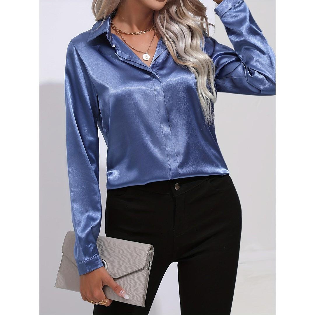 Sienna | Women’s Satin Button-Down Shirt with Long Sleeve