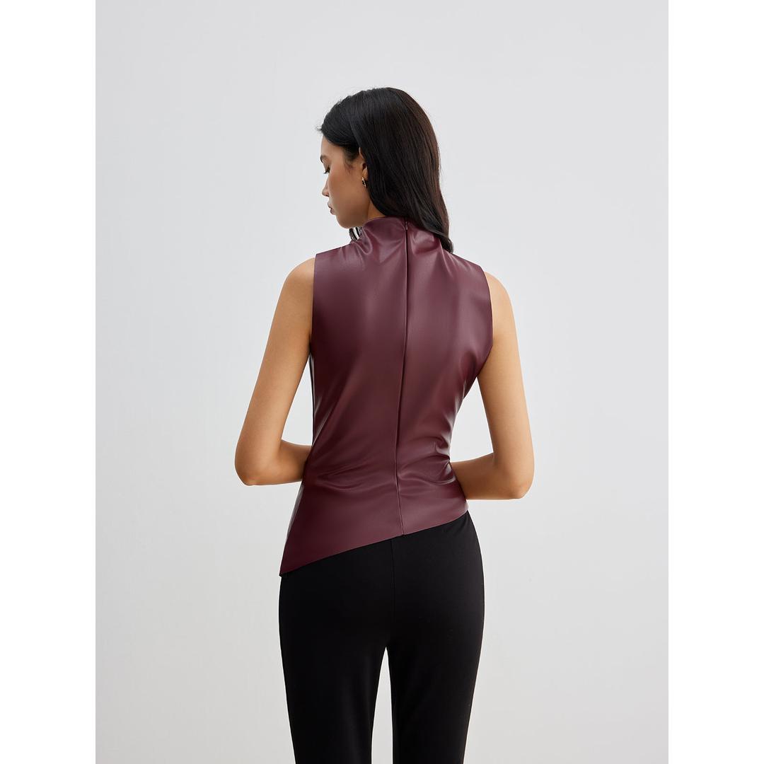 Elena | Women’s High Neck Top with Draped Front Detail
