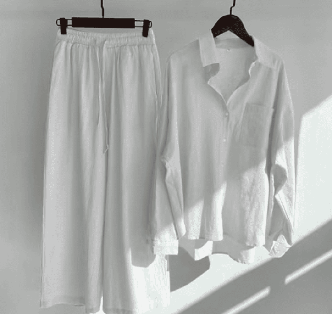 Marvella | Women’s Button Shirt and Elastic Waist Trousers Set