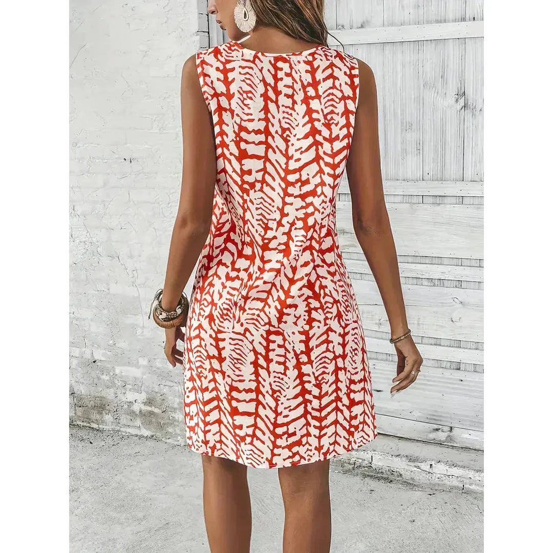 Harper | Women’s Sleeveless Printed Mini Dress with Round Neck
